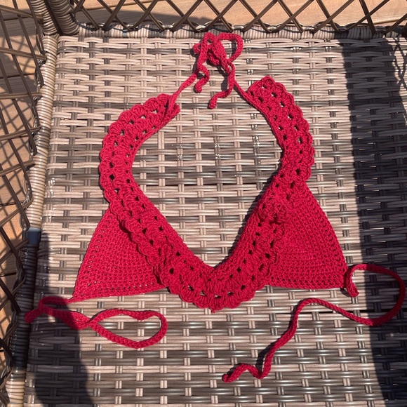 Red Crochet Halter Top - Picture 4 of 4